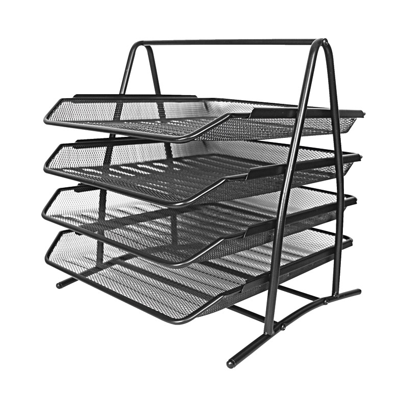 Stalak za spise vodoravni žica 4 police Fornax crni