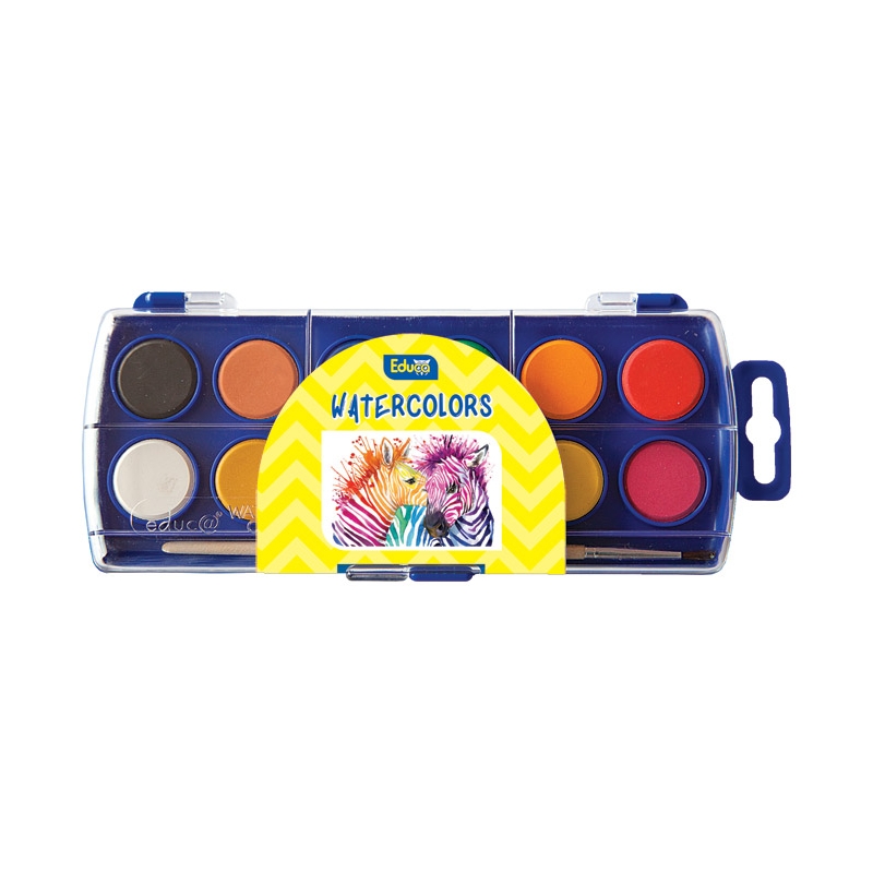 Boja vodena fi 23mm 12boja+četkica Educa 7382 blister
