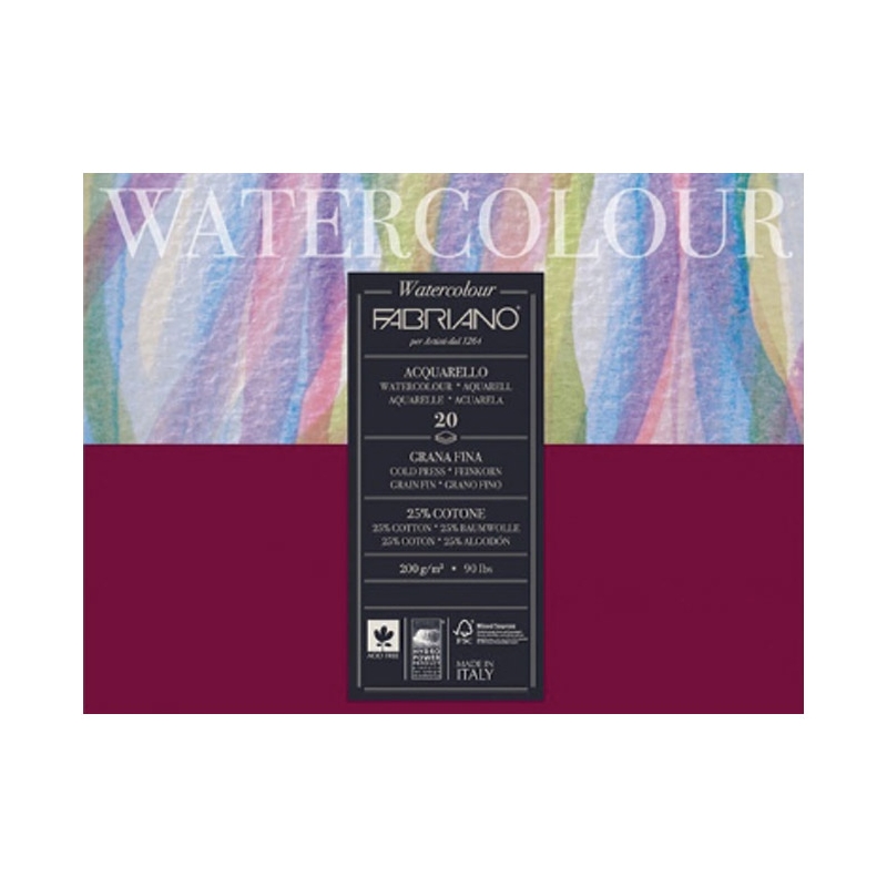 Blok Watercolour 30x40cm 20L 200g (cold pressed/grana fina) Fabriano 72613040