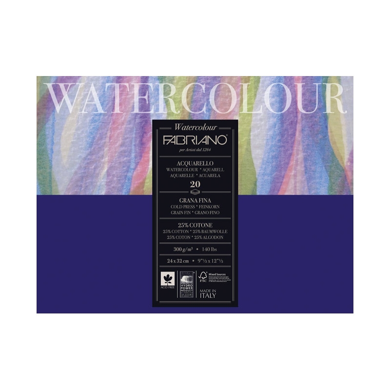 Blok Watercolour 24x32cm 20L 300g (cold pressed/grana fina) Fabriano 73612432