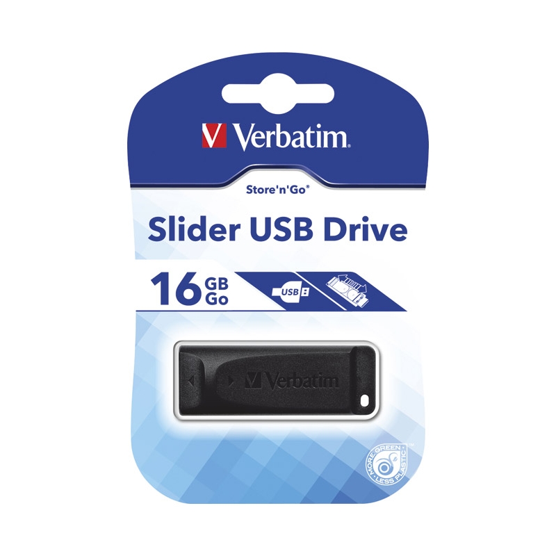 Memorija USB  16Gb Drive Slider Verbatim 98696 crna blister