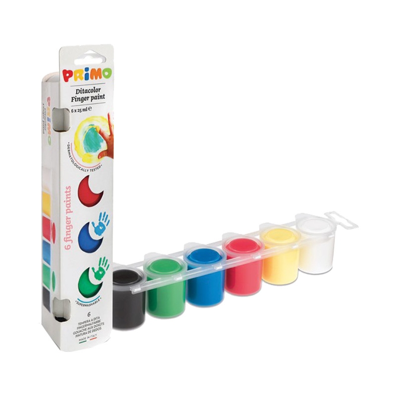Boja tempera za prste  25ml x 6boja (čaša) Primo CMP 225TD6E blister