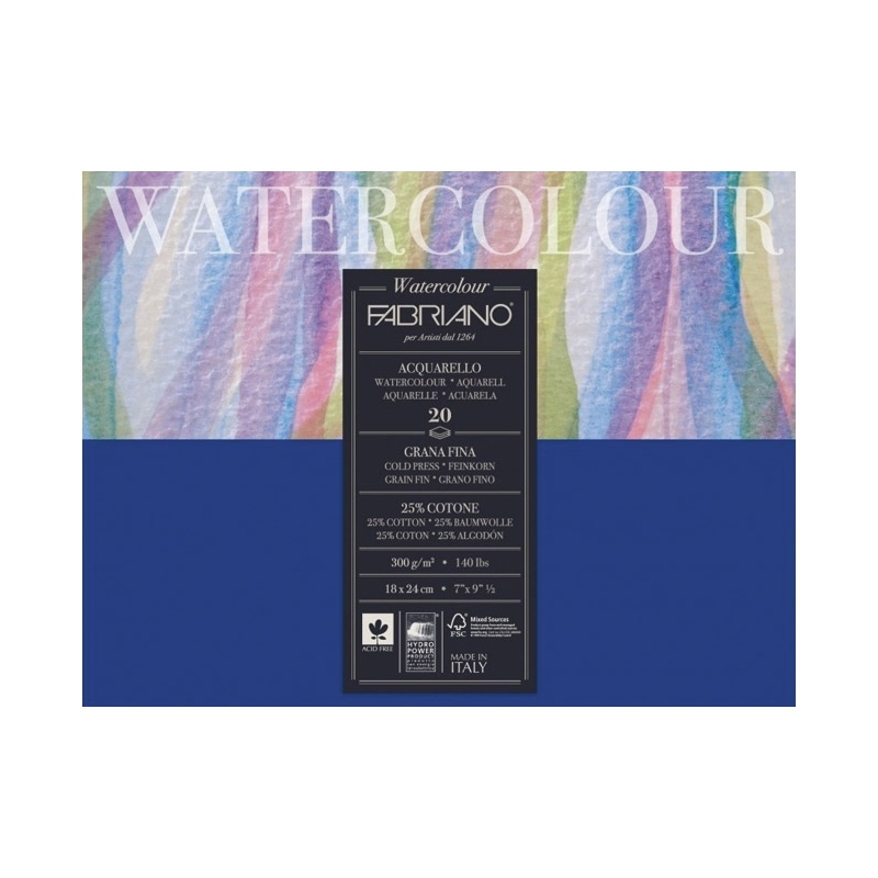 Blok Watercolour 18x24cm 20L 300g (cold pressed/grana fina) Fabriano 73611824