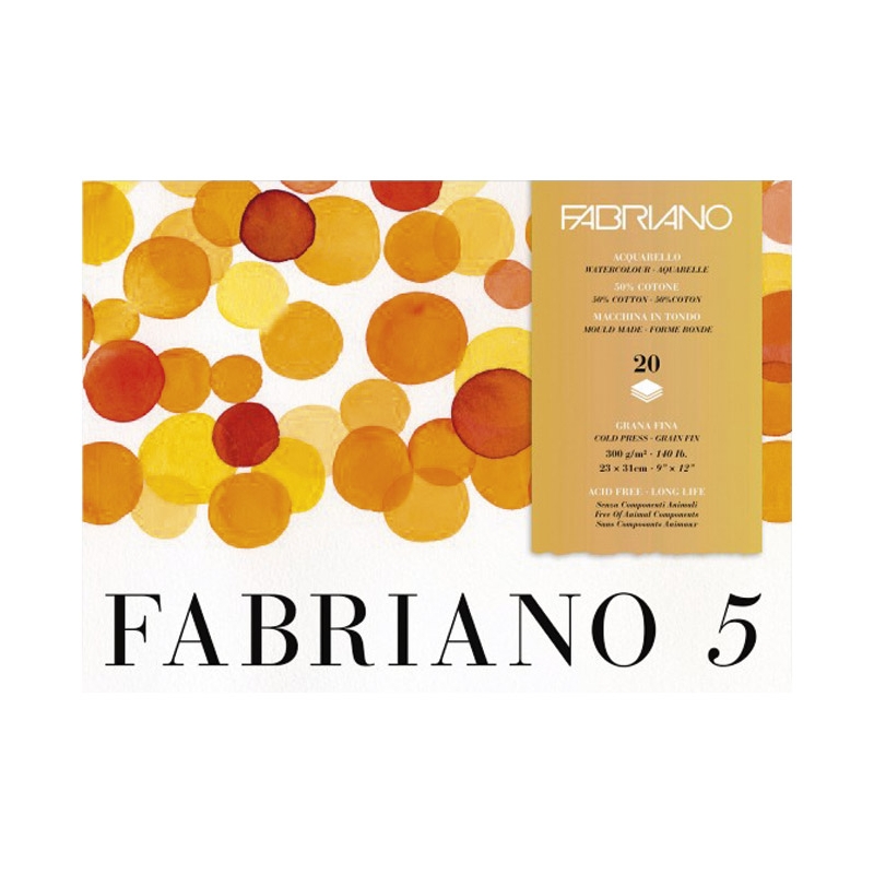 Blok Fabriano 5 26x36cm 20L 300g (cold pressed/grana fina) Fabriano 19100259