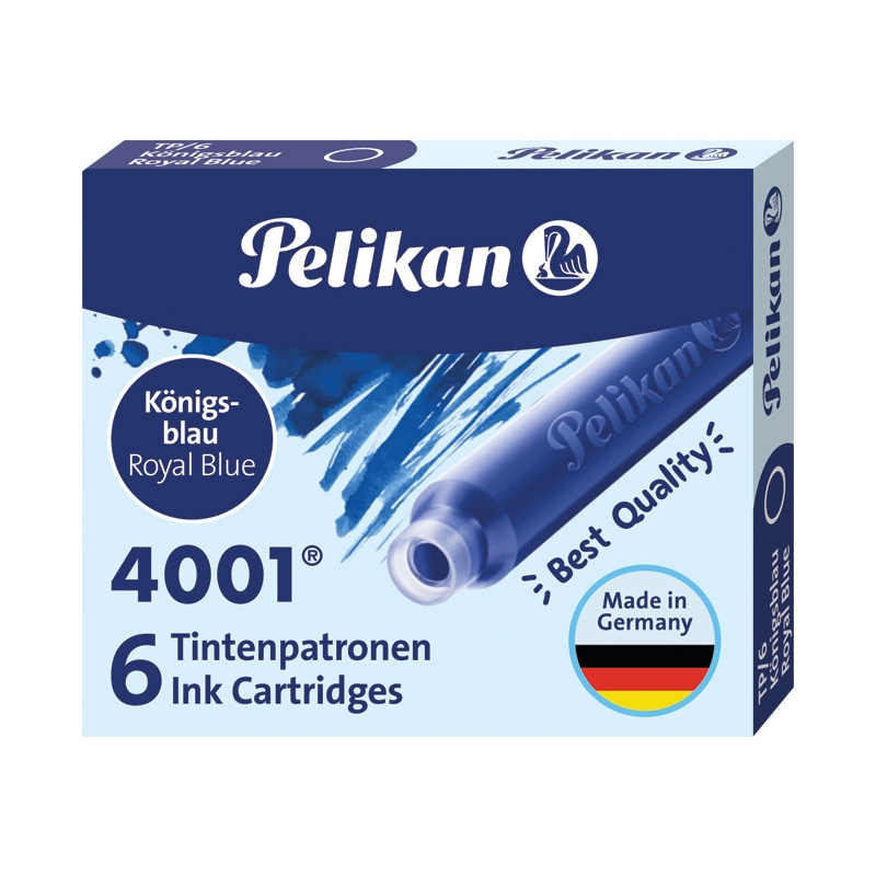 Tinta za nalivpero patrone kratke pk6 4001 Pelikan 301176 plava (royal blue)