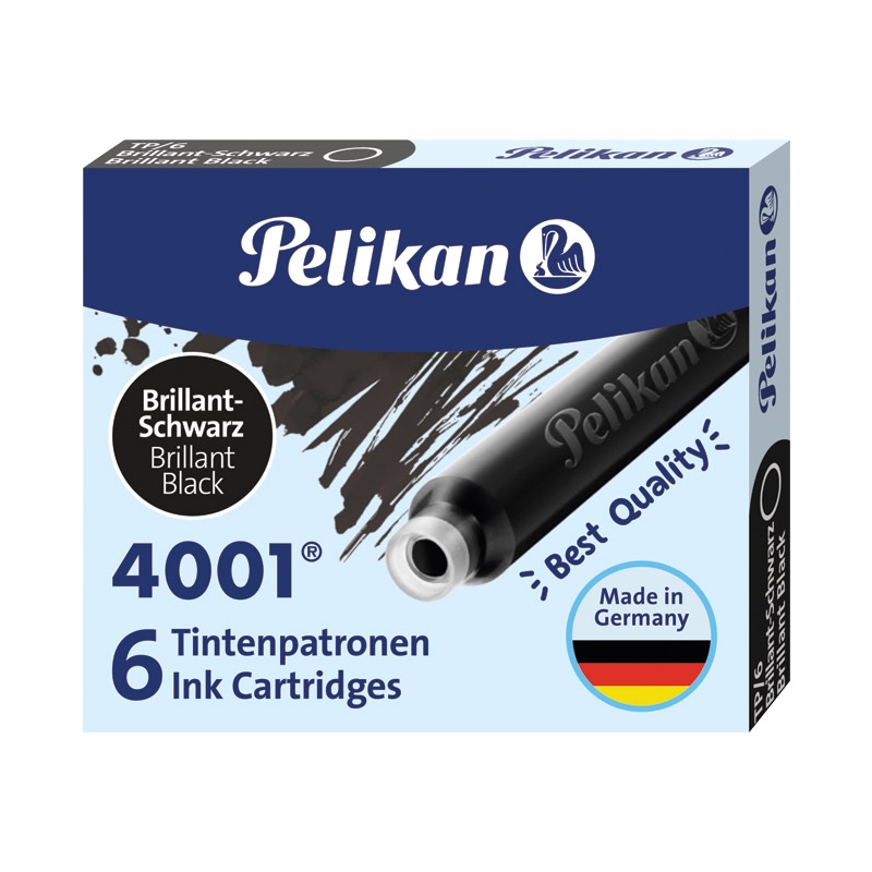 Tinta za nalivpero patrone kratke pk6 4001 Pelikan 301218 crna (brilliant black)
