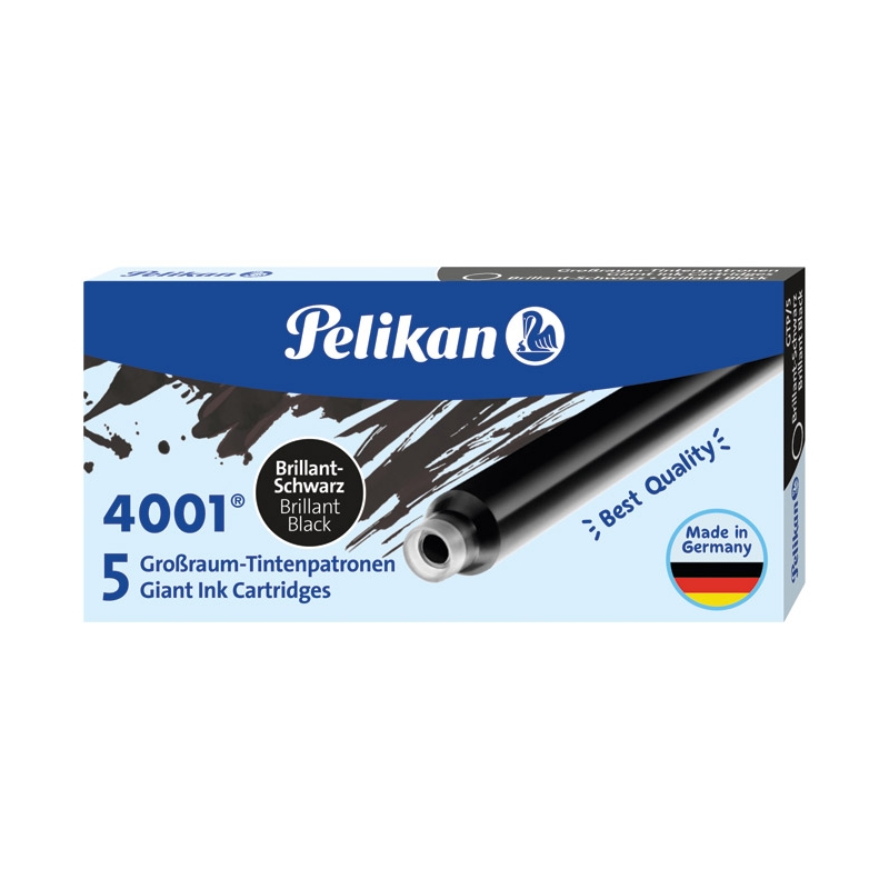 Tinta za nalivpero patrone duge pk5 4001 Pelikan 310615 crna (brilliant black)