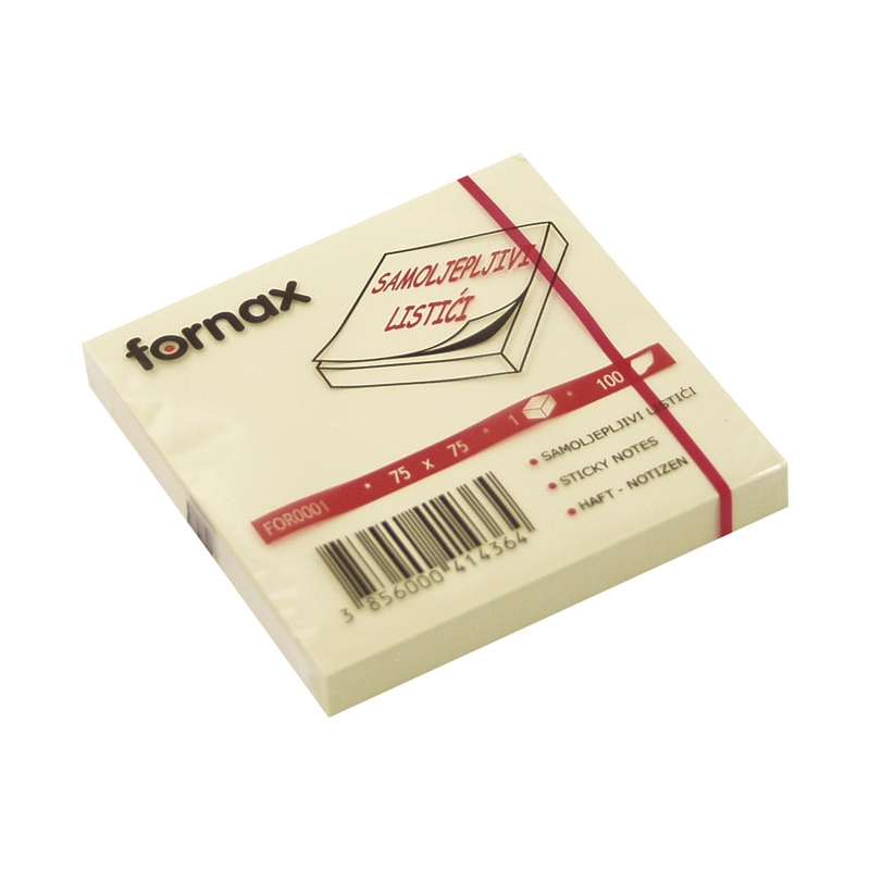 Blok samolepljiv  75x75mm 100L Fornax žuti