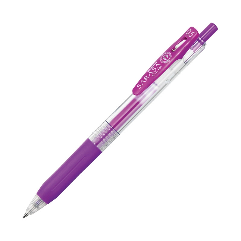 Roler gel 0,5mm sa gumenim gripom (uložak ljubičasti) Sarasa Clip Zebra 35138 ljubičasti