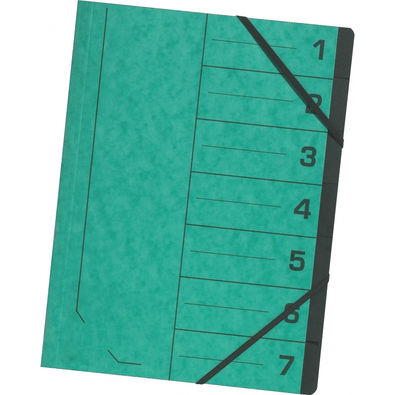 Fascikla sa gumicom i pregradama, A4  1/7 O+CO O+CO zelena