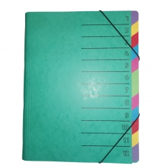 Fascikla sa gumicom i pregradama, A4  1/12 O+CO O+CO zelena