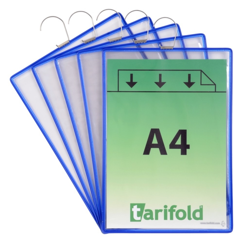 Ramovi sa folijom i kukom za kačenje, A4 uspravni pak. 1/5, Tarifold - Djois Tarifold plava