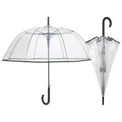 Kišobran automatik s plastičnom ručkom Poe Time Perletti 26387 providan, crni rub