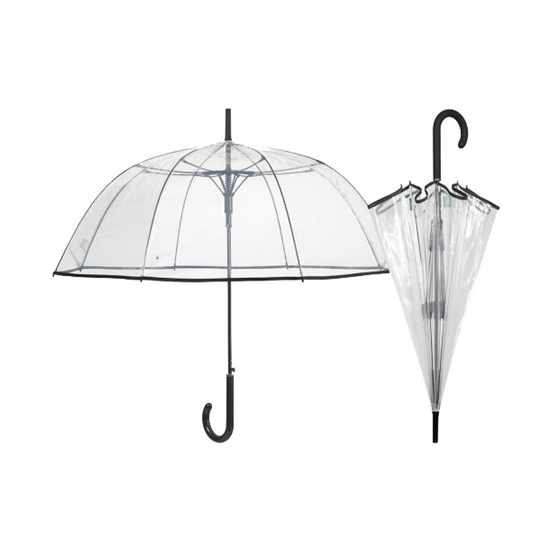 Kišobran automatik s plastičnom ručkom Poe Time Perletti 26387 providan, crni rub