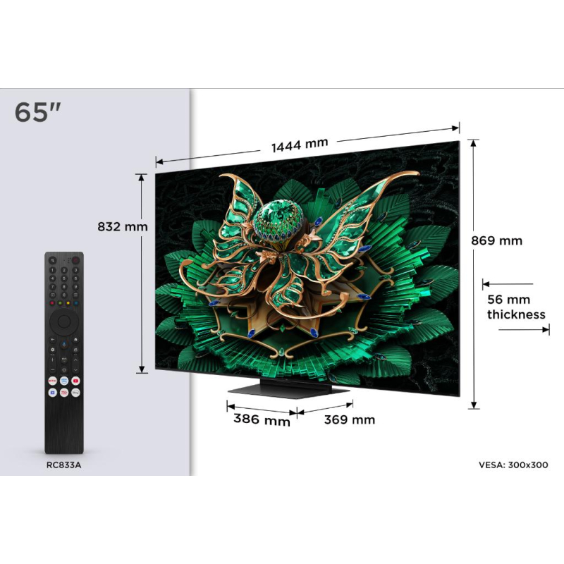 Televizor TCL 65C7K/QLED MiniLED/65"/4K UHD/144Hz/Google TV/crna