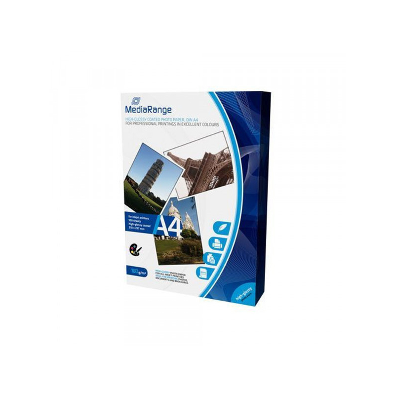 Foto papir A4 160gr/100 Mediarange Glossy